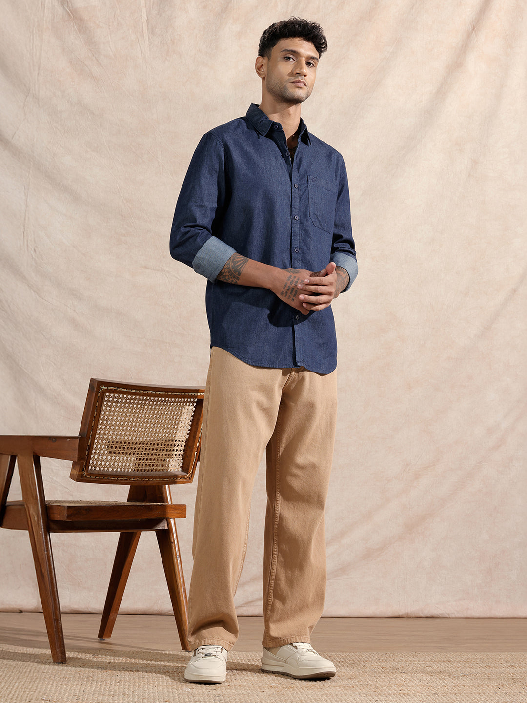 Washed Denim Regular Fit Shirt | Blue