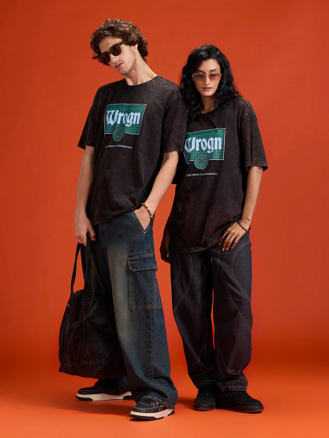 Acid Washed Retro Inspired Graphic Printed Oversized Fit T-shirt | Black