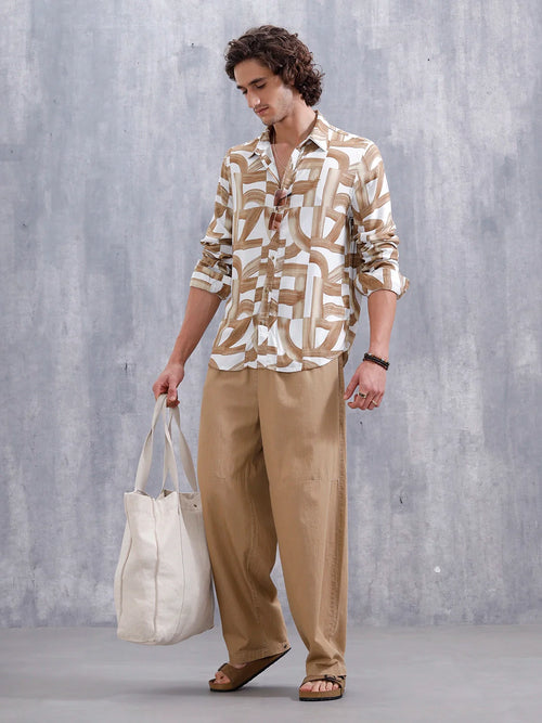 Abstract Aop Printed Regular Fit Shirt | Yellow