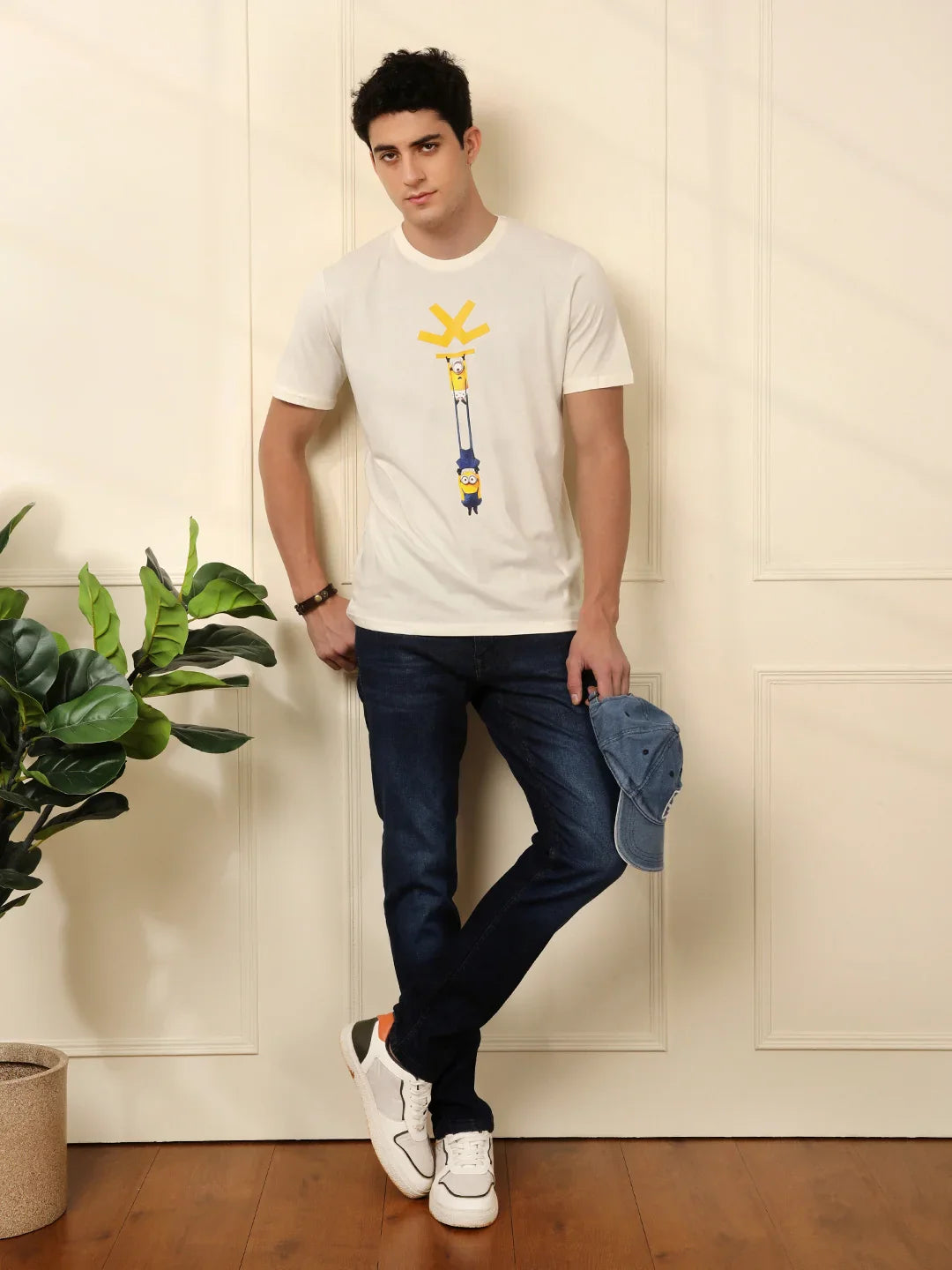 Minion Printed Slim Fit T-Shirt | White