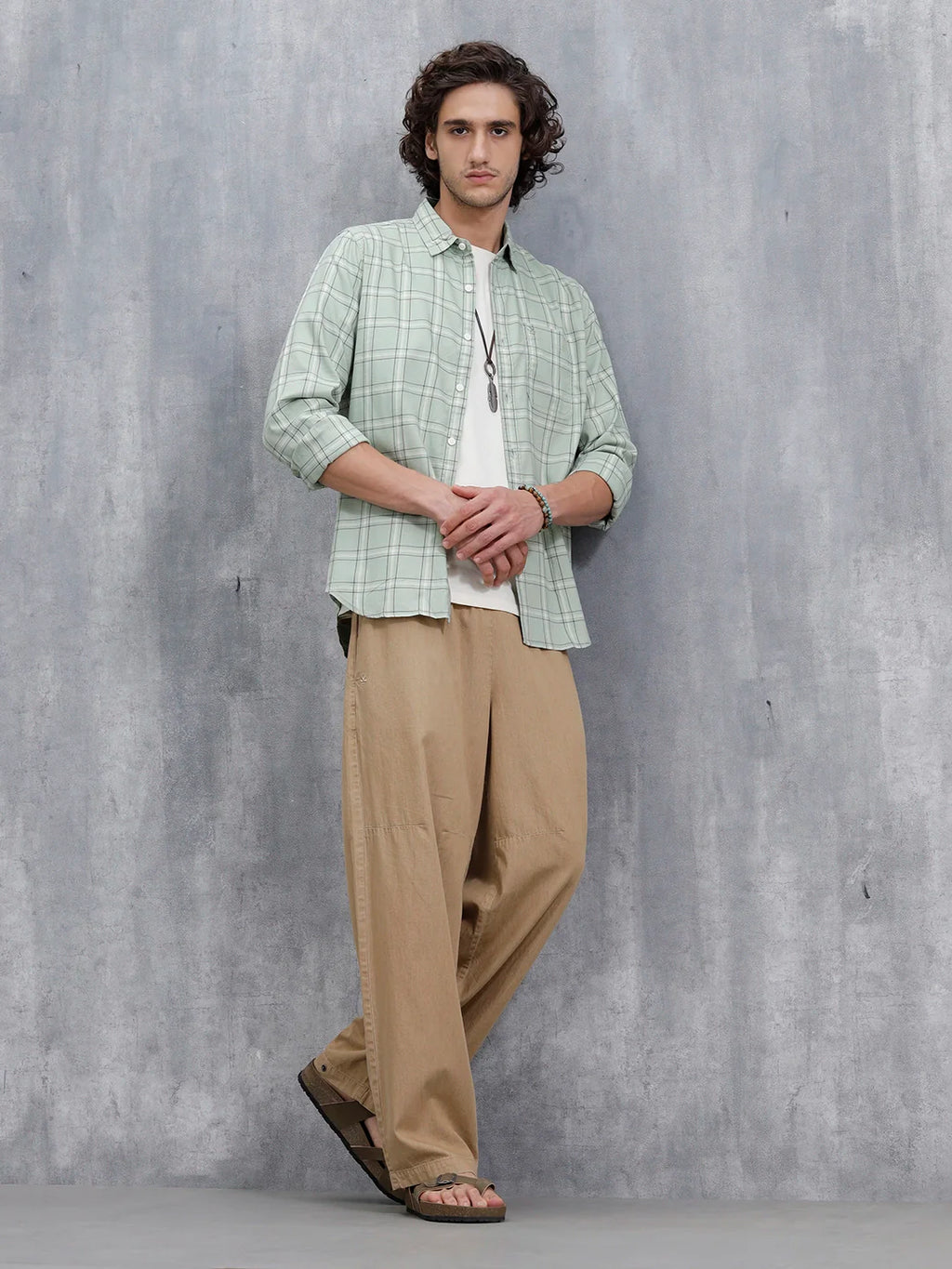 Men’s Regular Fit Checkered Pattern Shirt | Green