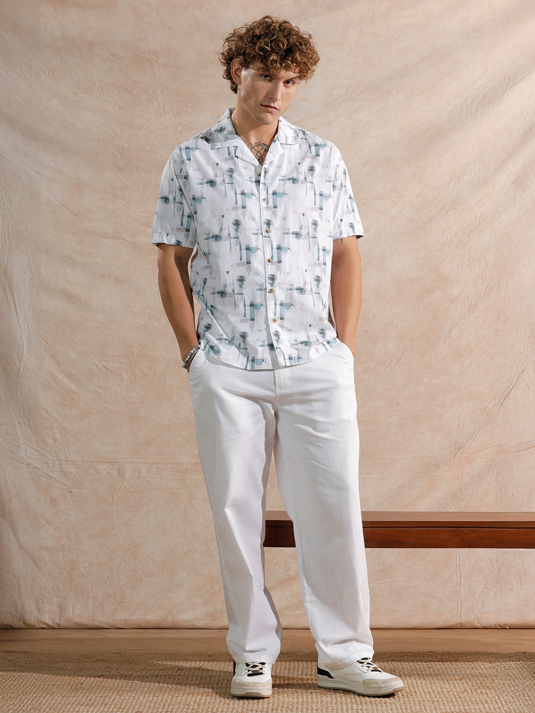 Abstract AOP Regular Fit Shirt | Off White