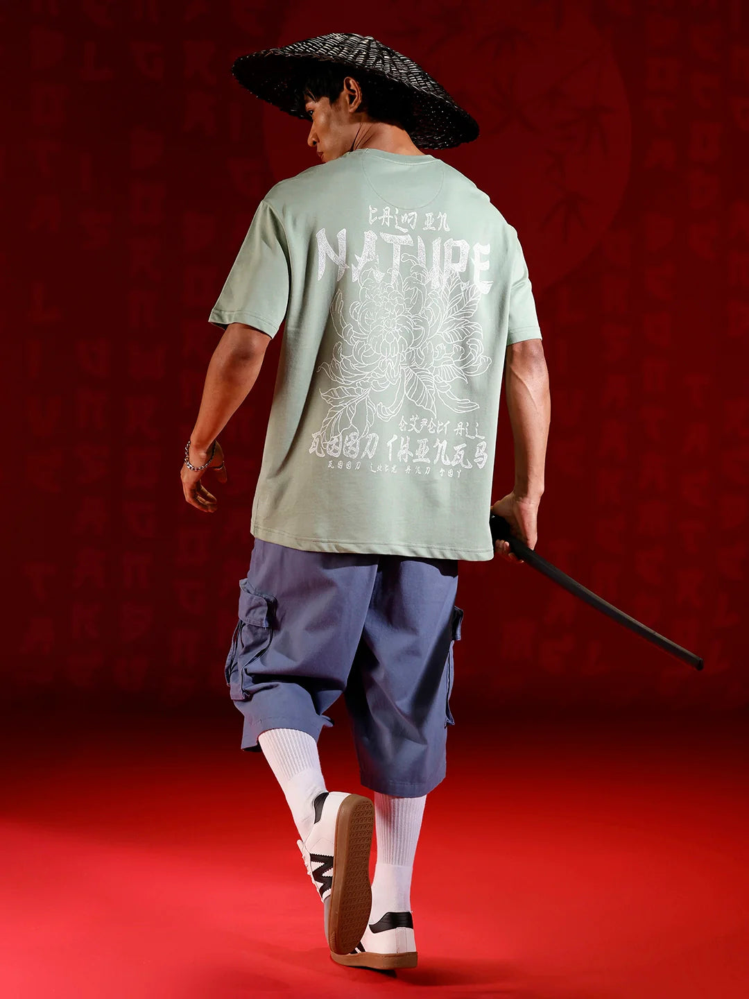 Minimal graphic print oversized tshirt | Green