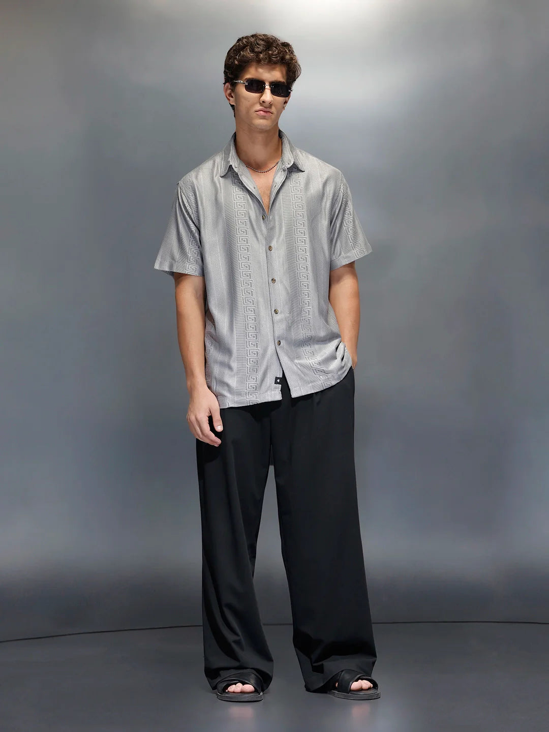 Men's Casual Regular Fit Half Sleeve Shirt  |  Grey