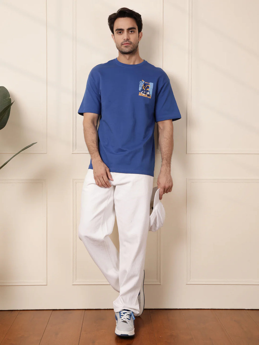 Heavy GSM Printed Faces T-Shirt | Blue