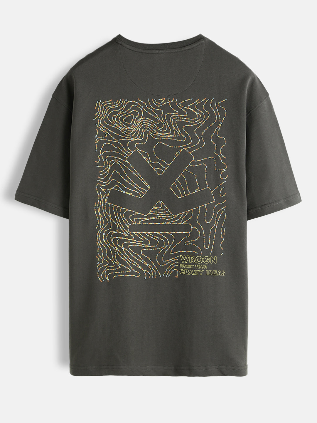 Stitch Printed Oversized Fit T-Shirt | Charcoal