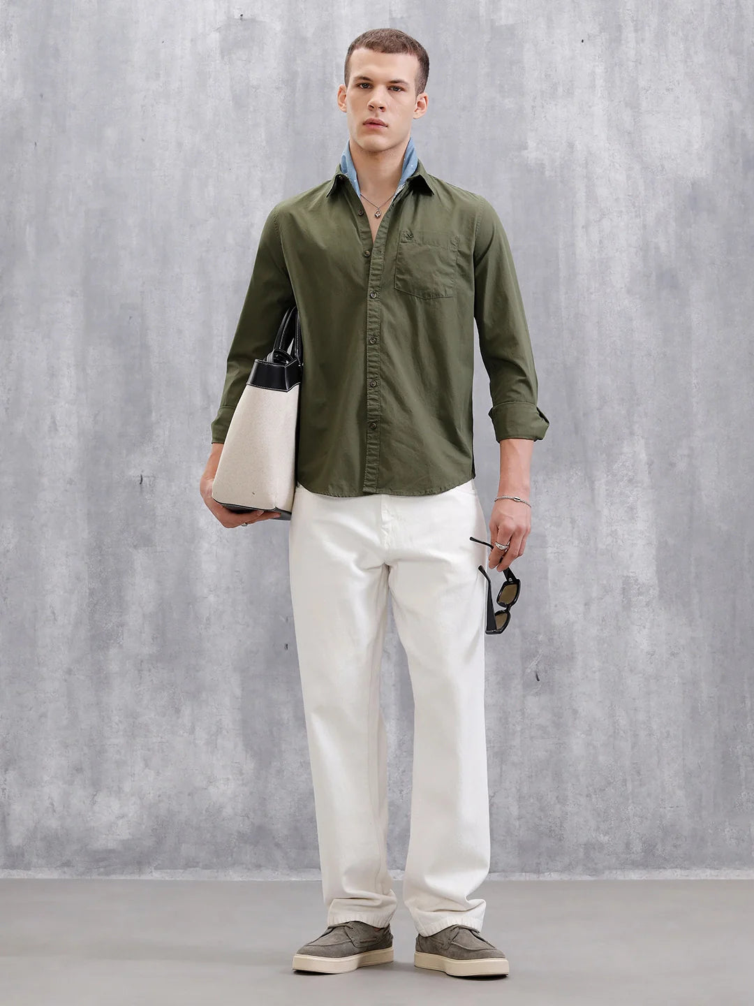 Solid Full Sleeve Regular Fit Shirt | Olive