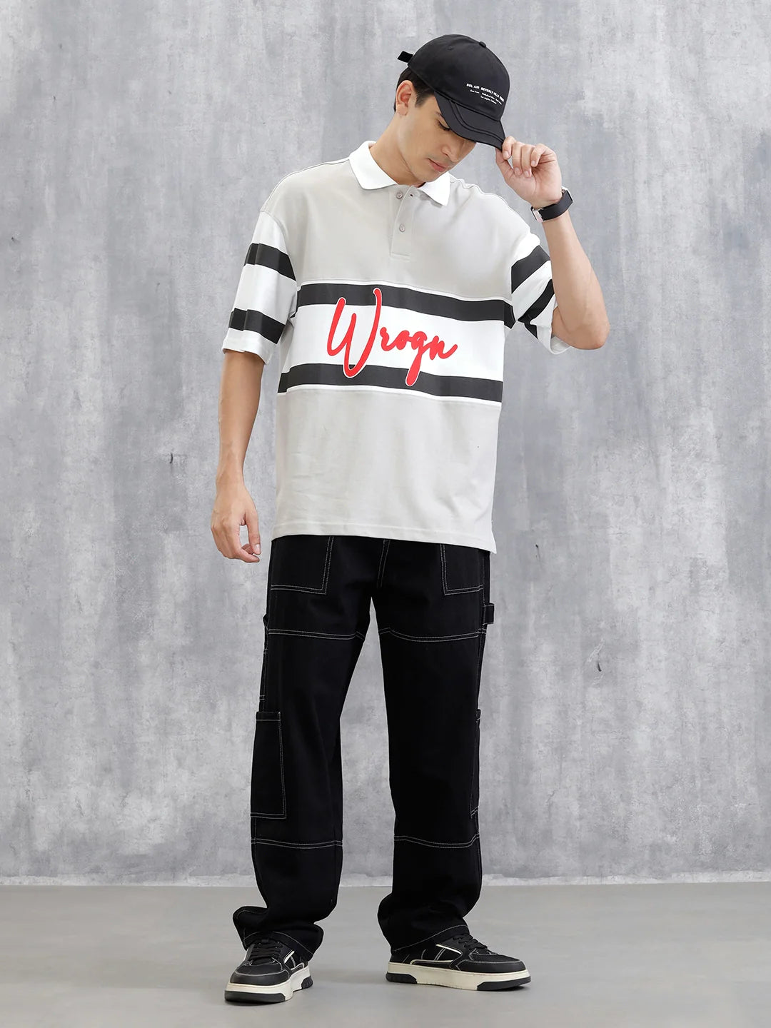 Utility Cargo Pants With Contrast Stitch | Black