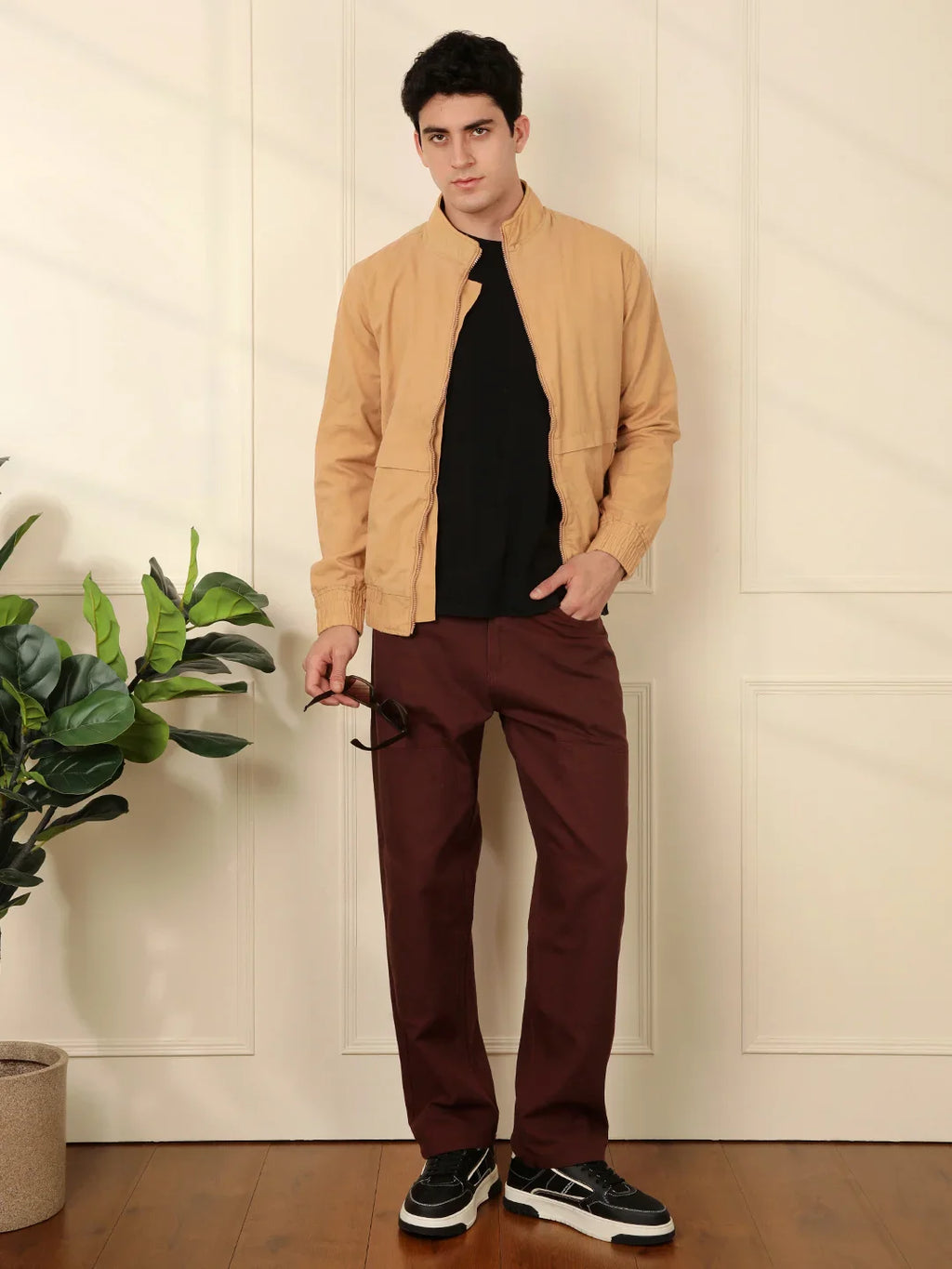Brown Loose Fit Solid Trouser