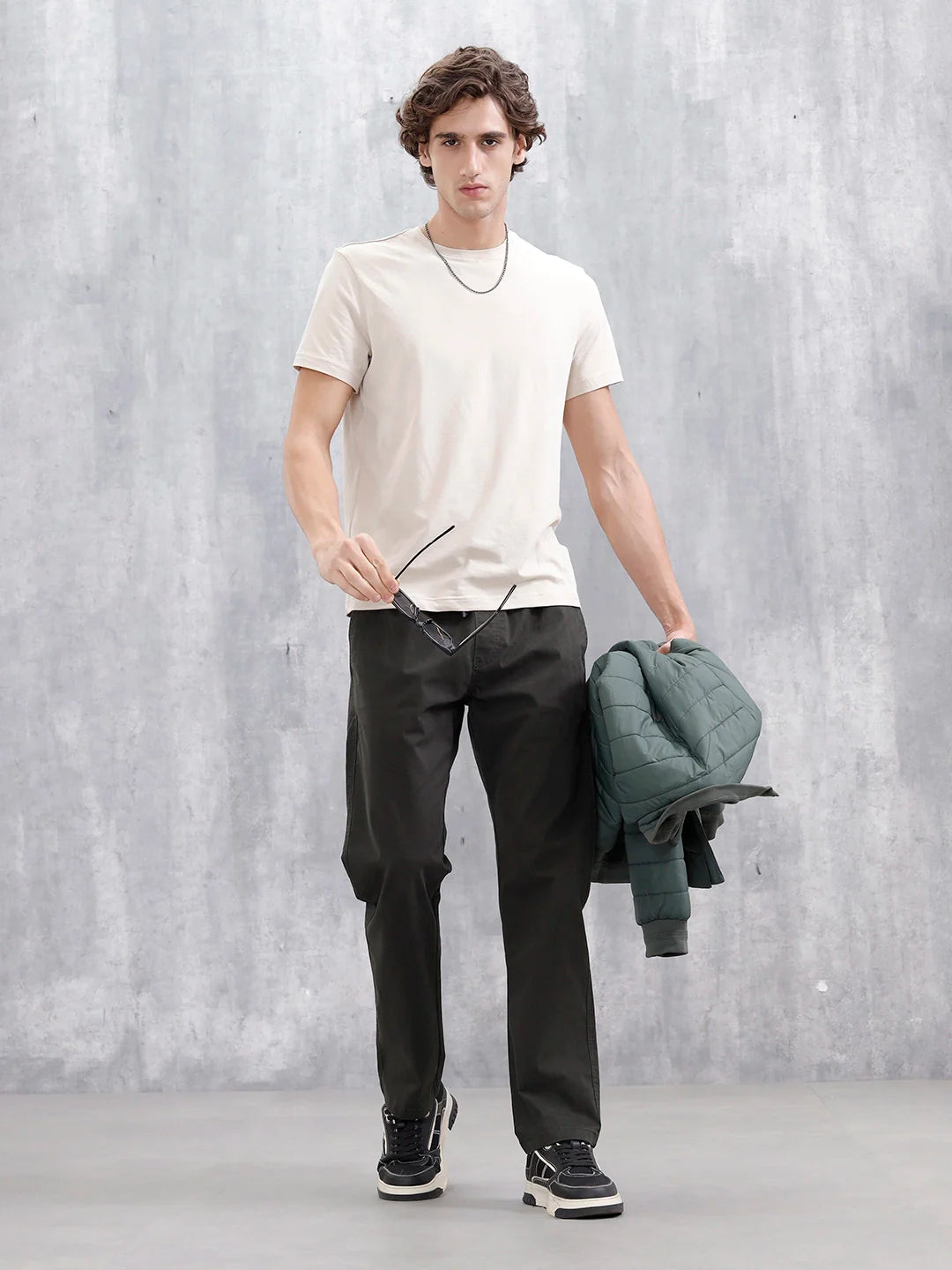 Men's Casual Straight Fit Trousers | Olive