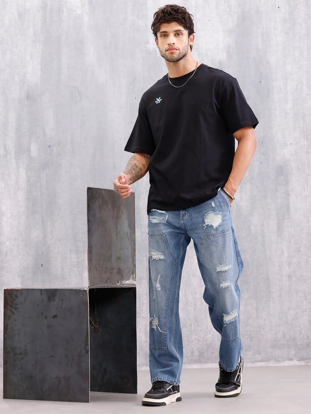 Graphic Printed Oversized Fit T-shirt | Black