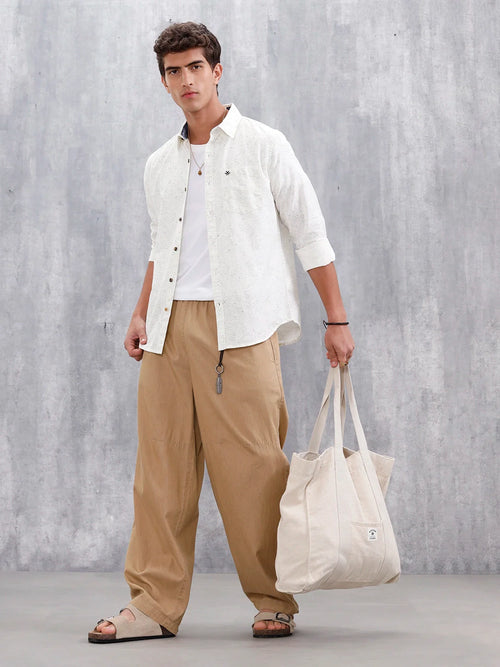Abstract Printed Casual Shirt For Men | White