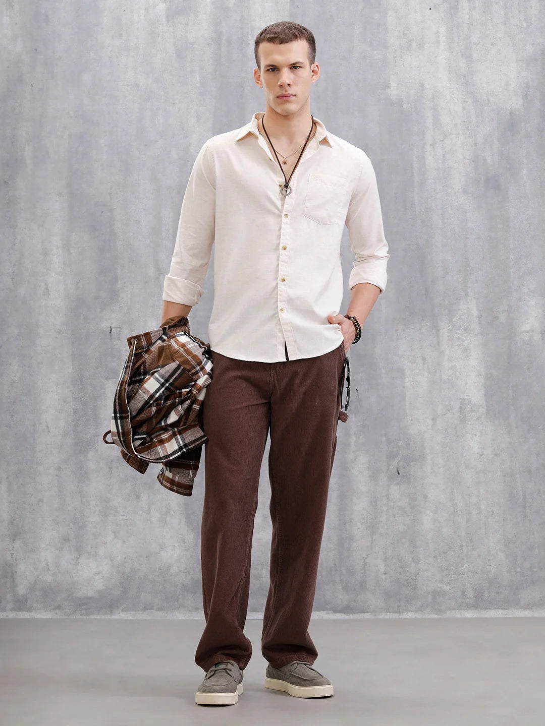 Textured Pure Cotton Shirt | Beige
