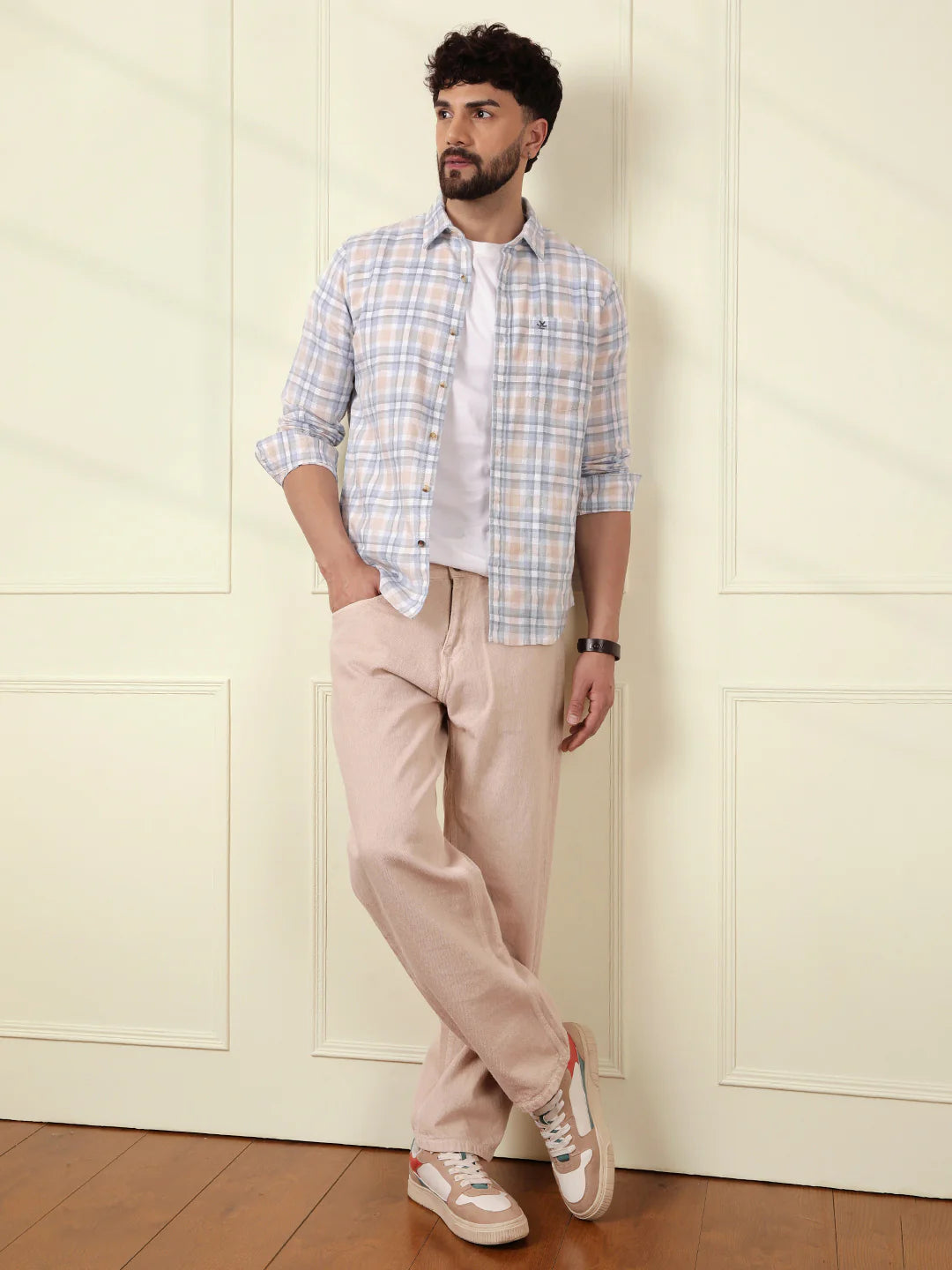 Tonal Checked Casual Shirt | Light Blue