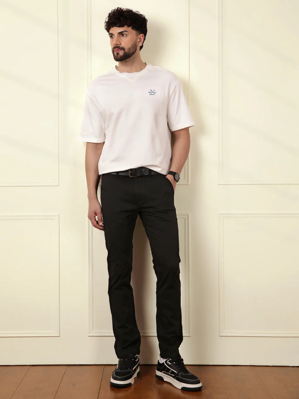 Soft Cotton Blend Chino Trouser | Black