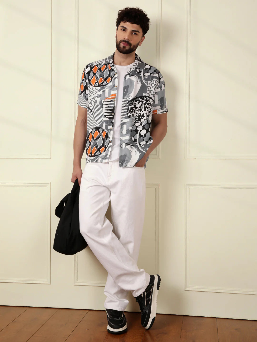 AOP Fluid Viscose Shirt | Grey