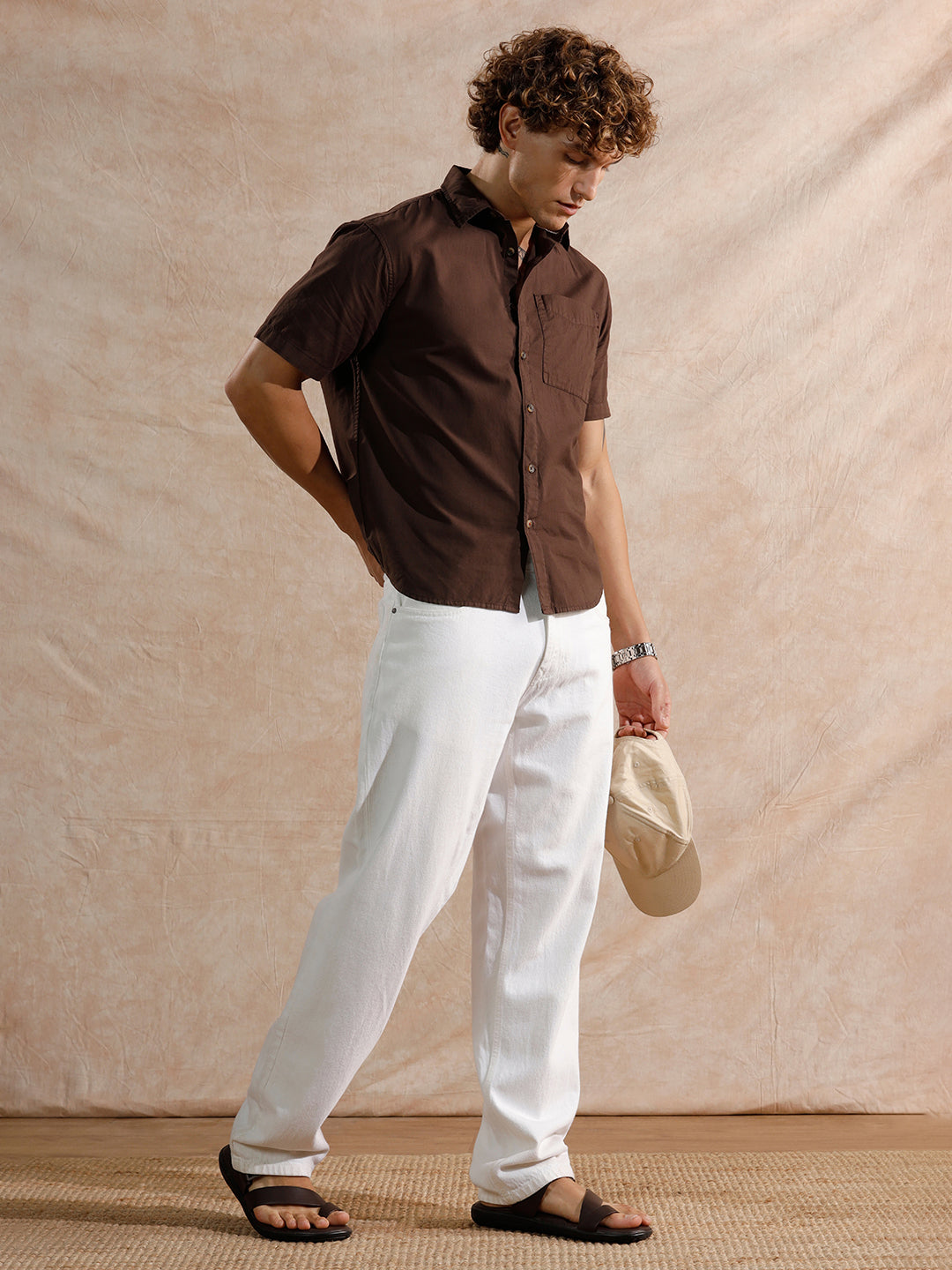 Cotton Slub Overdyed Shirt | Brown