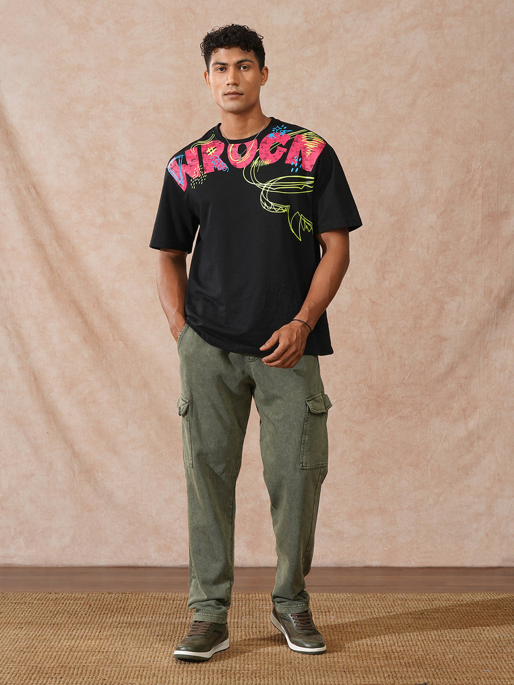 Washed Relaxed Fit Cargo Jogger | Olive