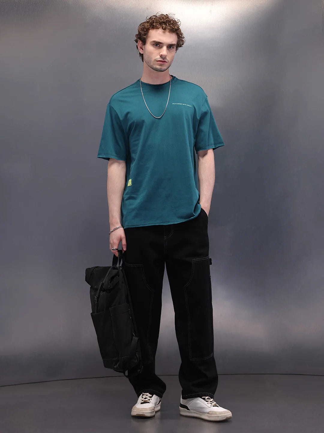 Raw Edge Printed T-Shirt | Green