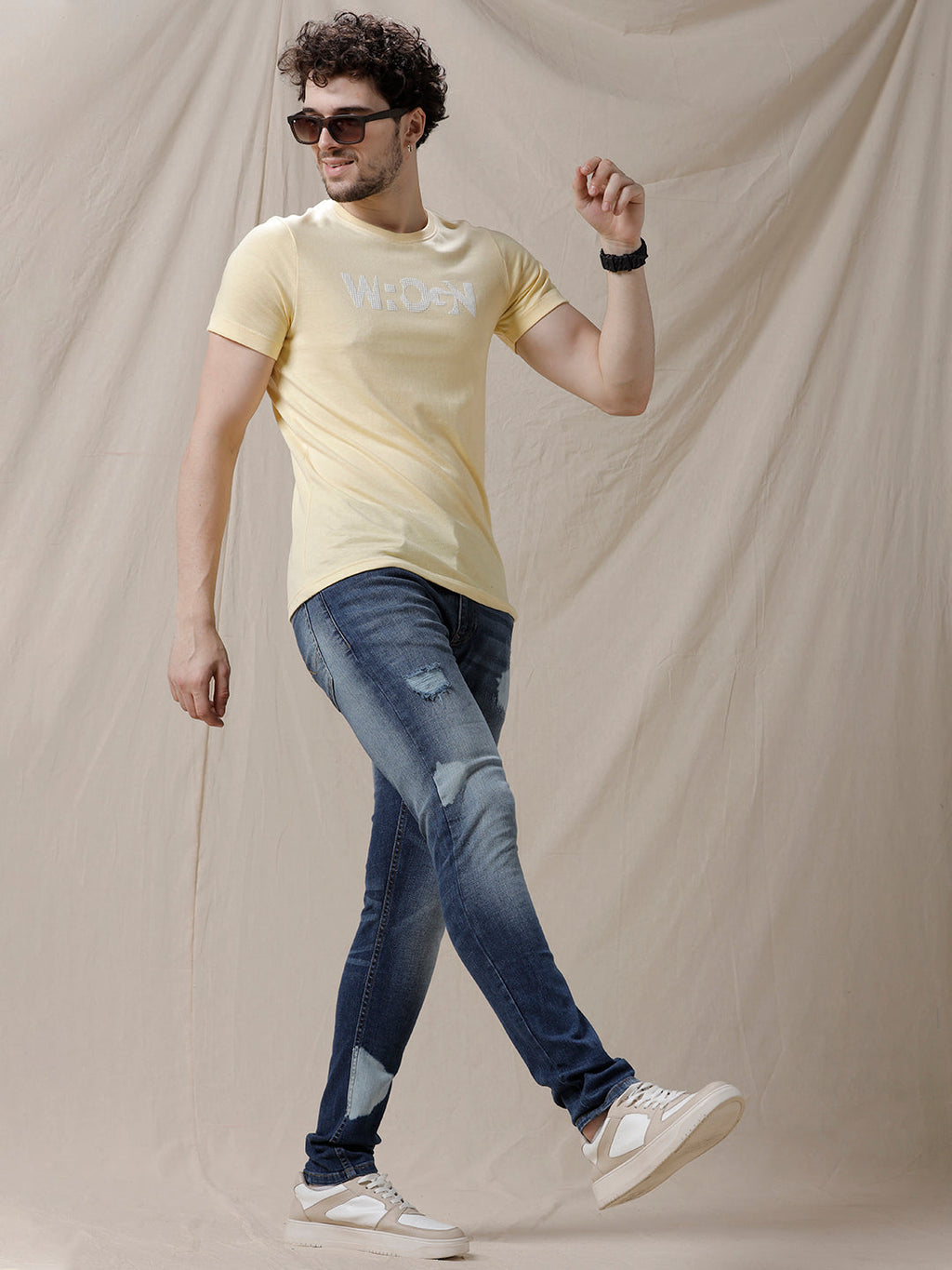 Distressed Medstone Blue Jeans