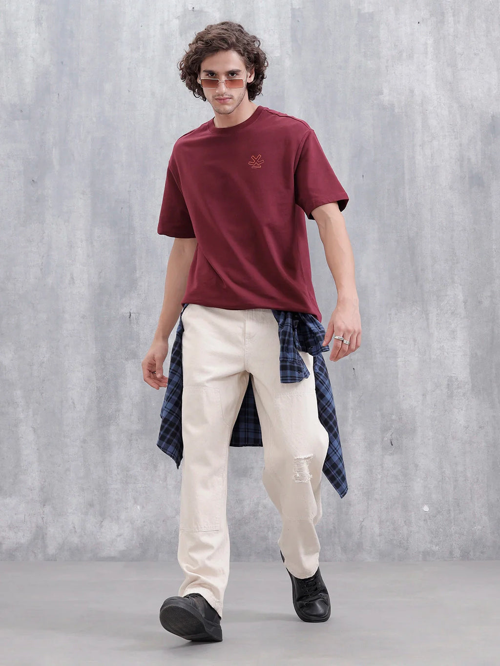 Mythical Faces Oversized Cotton Back Print T-Shirt | Maroon