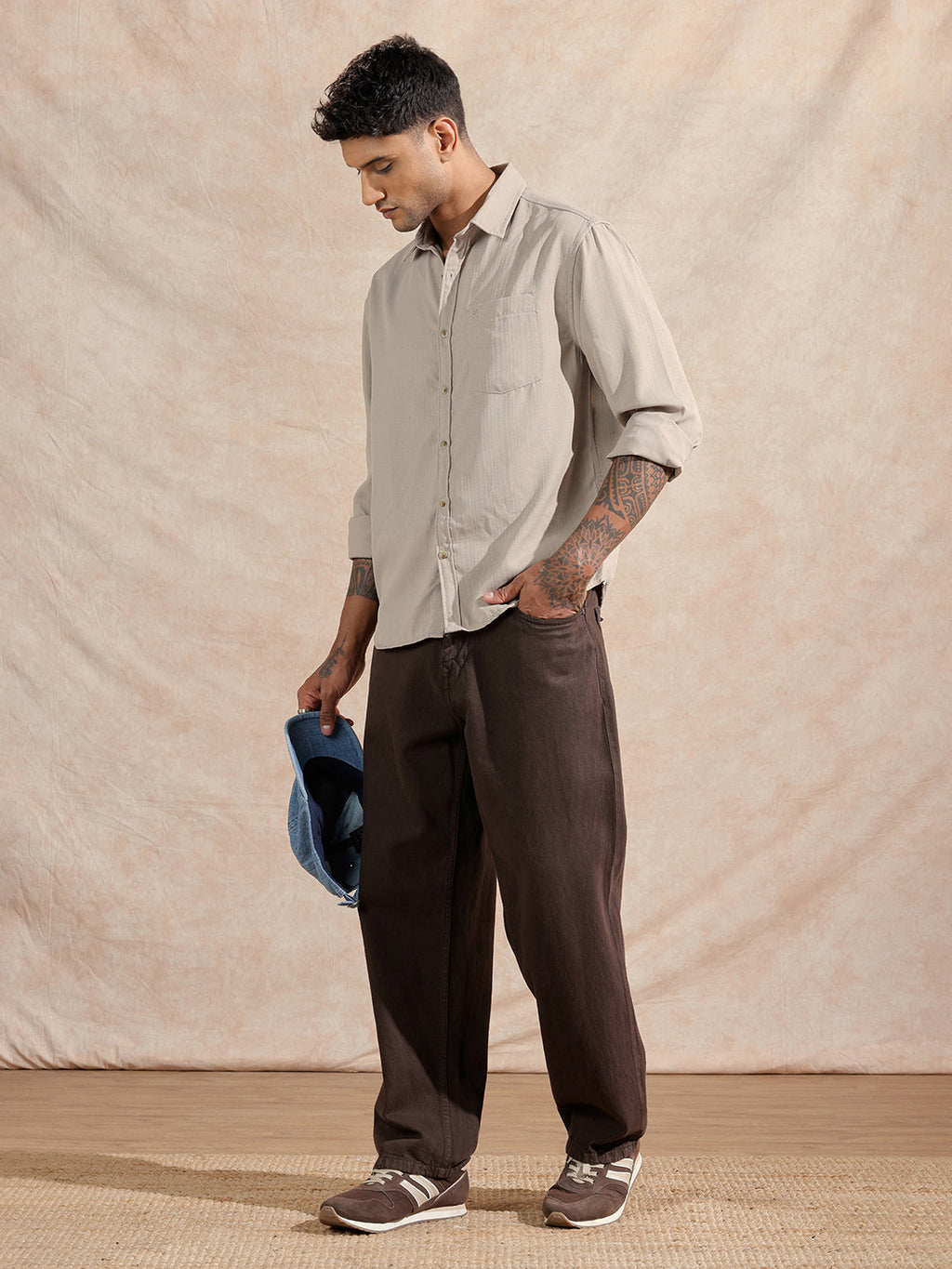 Textured Cotton Slub Comfort Fit Shirt | Grey