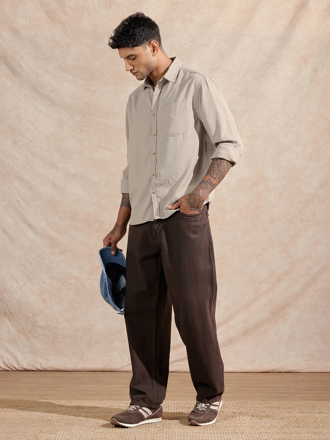 Textured Cotton Slub Comfort Fit Shirt | Grey