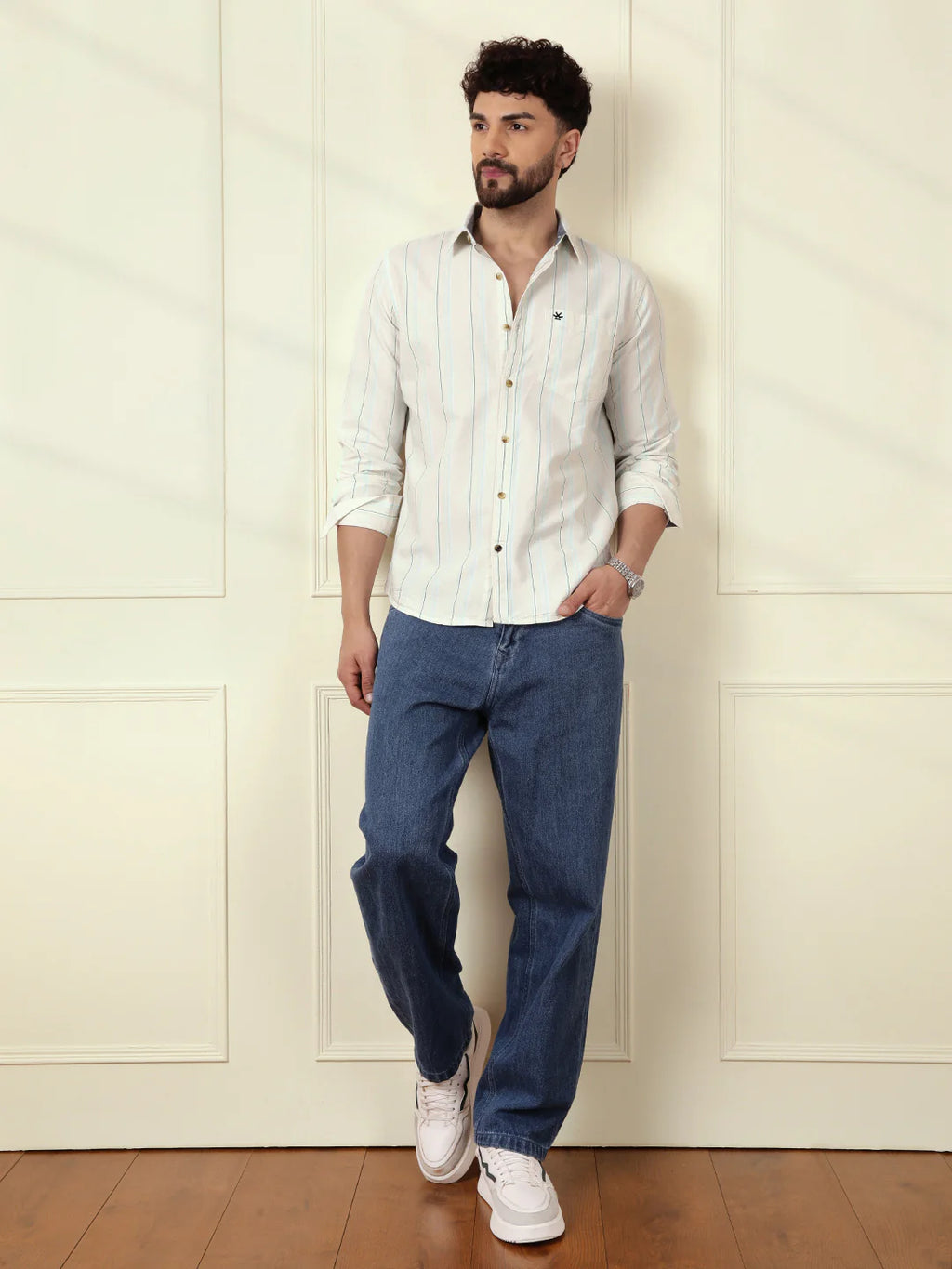 Tonal Stripes Oxford Shirt | Yellow