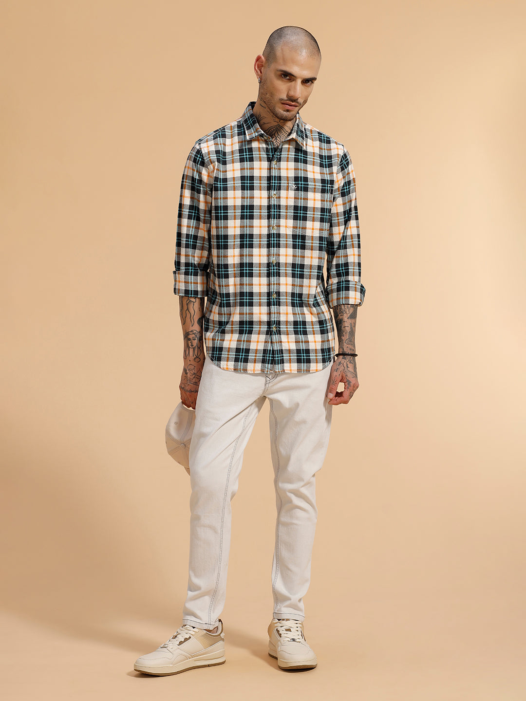 Checked Full Sleeve Cotton Shirt | Blue