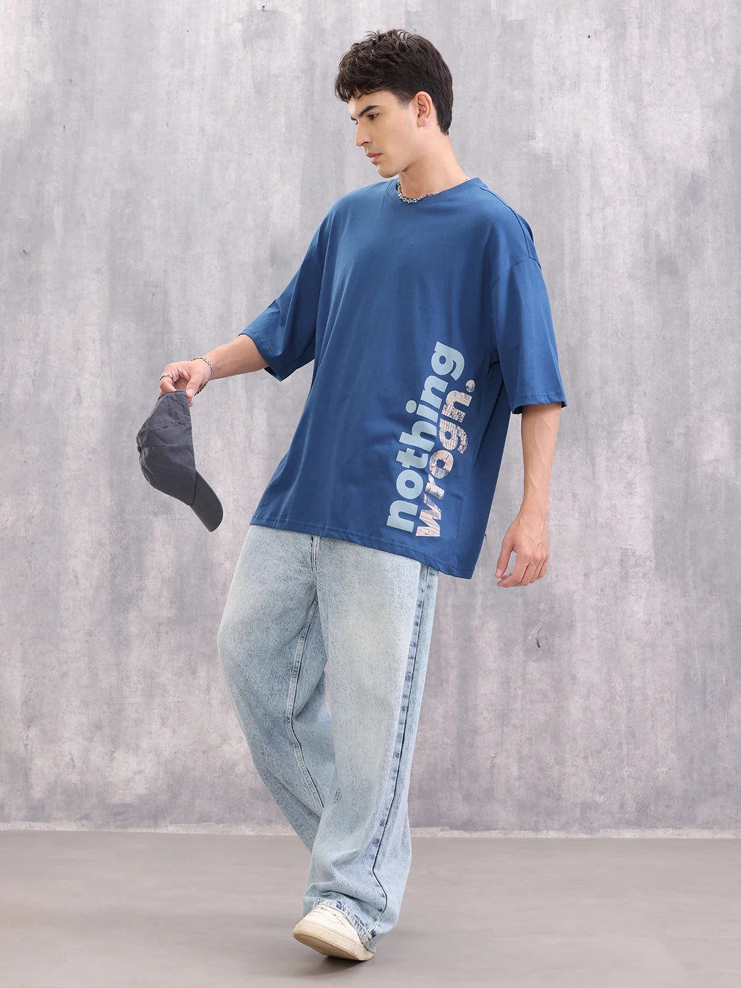 100% Cotton Oversized Graphic Tee I Blue