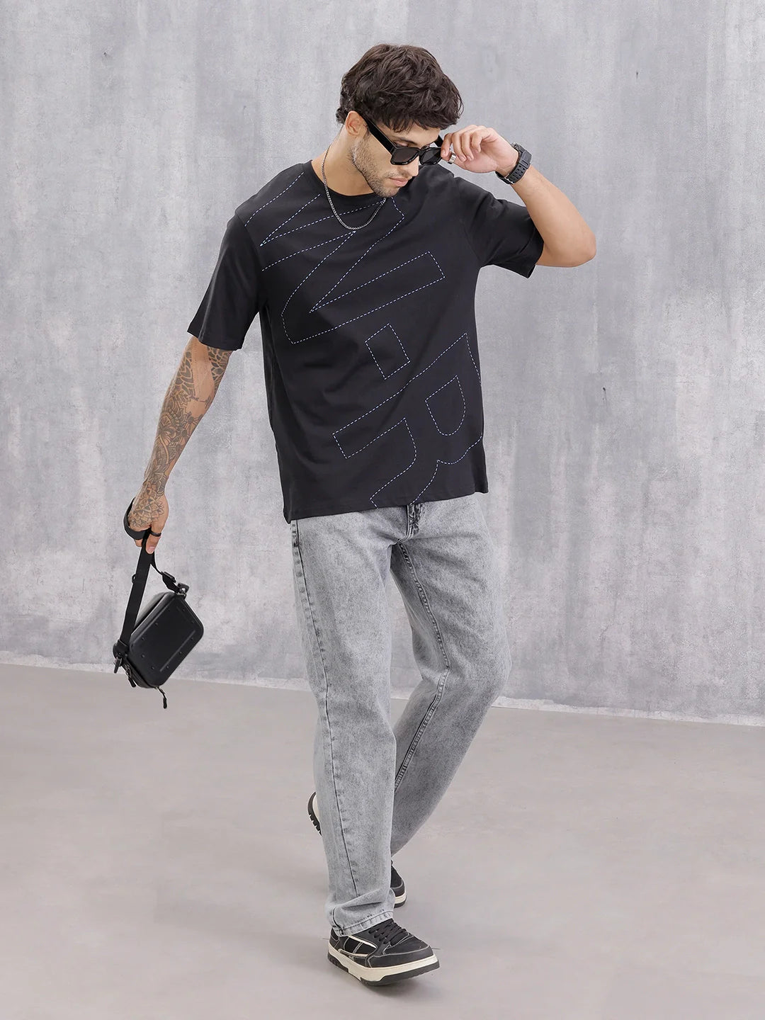 Graphic Printed Casual Fit T-shirt | Black