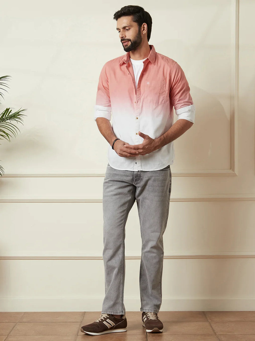 Casual Ombre Washed Shirt  | Multicolor