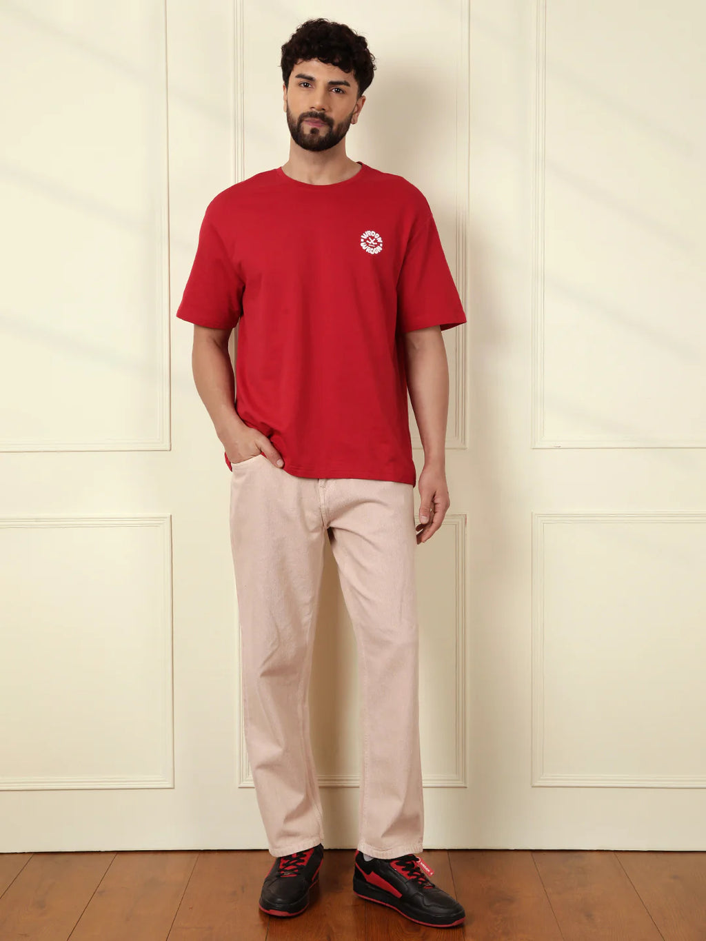 Puff Print Oversized T-Shirt | Red