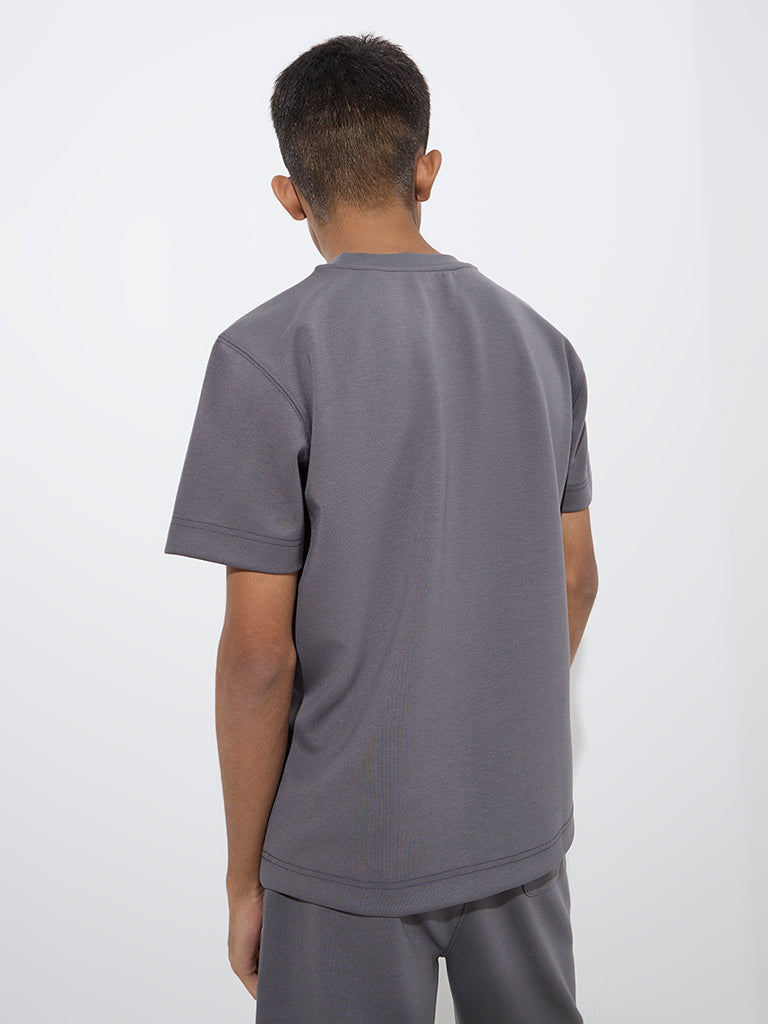 Y&F Kids Grey Text Design T-Shirt