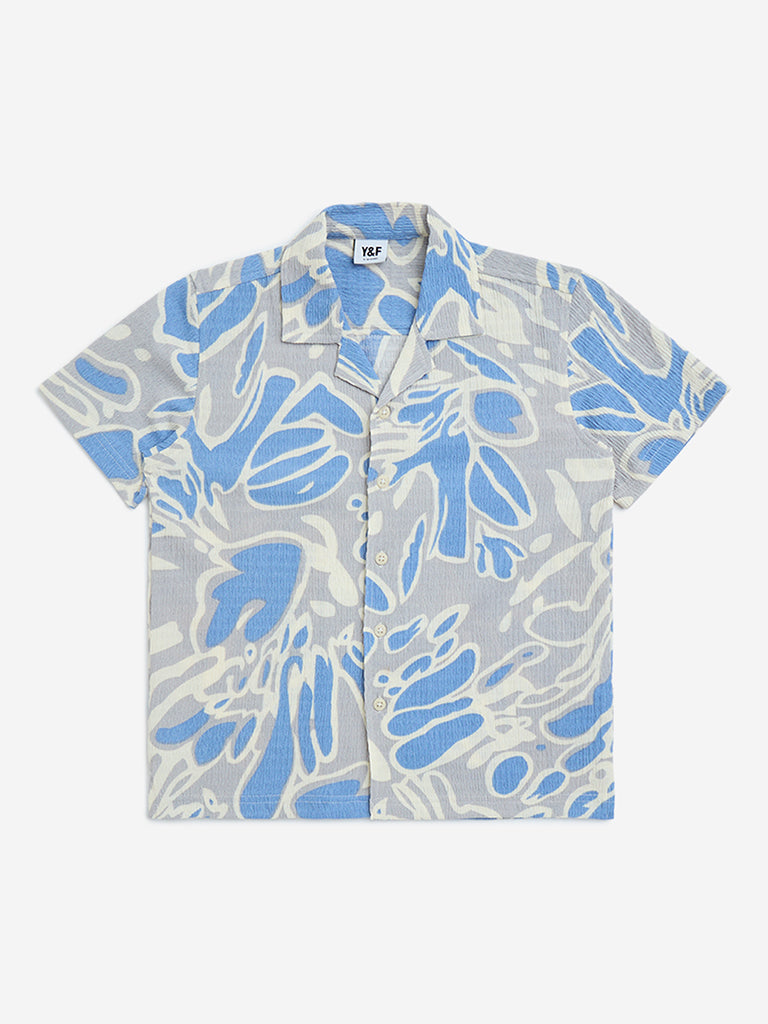 Y&F Kids Grey Abstract Design Resort-Fit Shirt