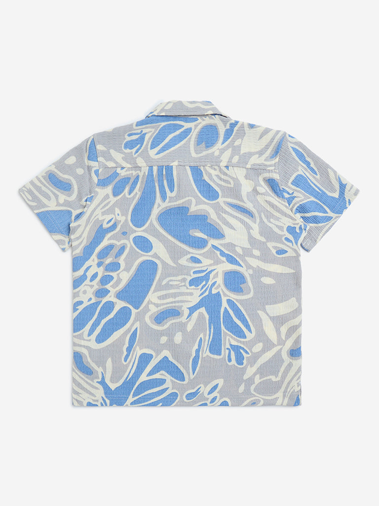 Y&F Kids Grey Abstract Design Resort-Fit Shirt
