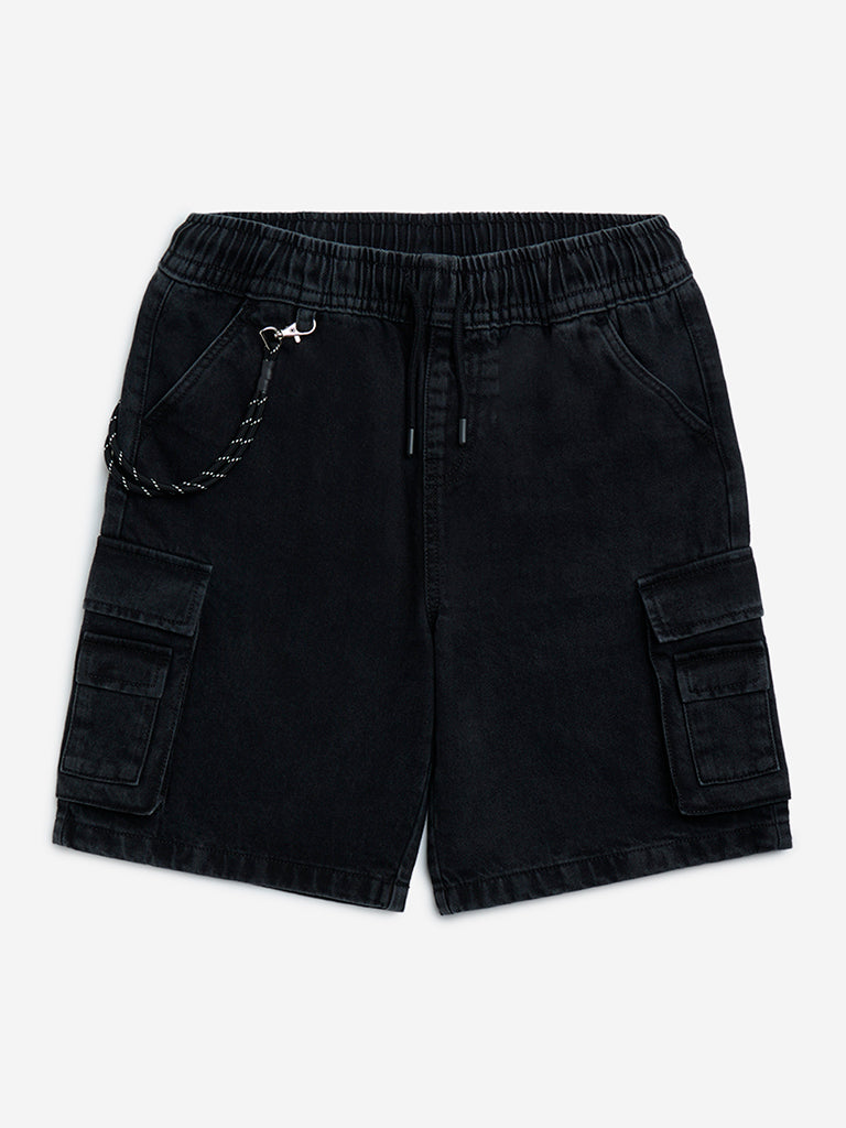 Y&F Kids Charcoal Mid-Rise Denim Shorts