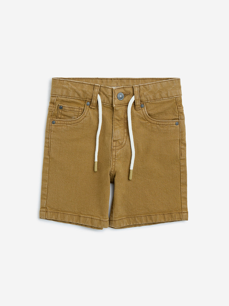 HOP Kids Mustard Mid-Rise Denim Shorts