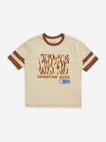 HOP Kids Beige Text Detailed Cotton T-Shirt