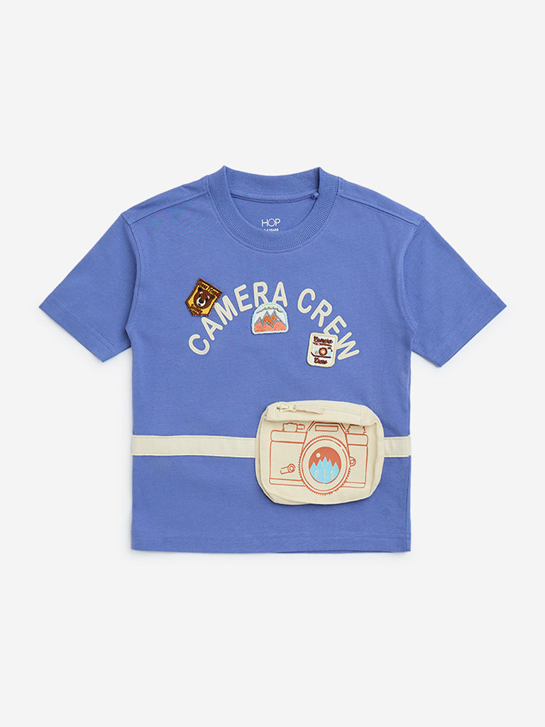 HOP Kids Lavender Pouch-Detailed Cotton T-Shirt