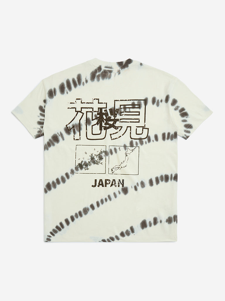 Y&F Kids Off-White Tie-Dye Pattern Cotton T-Shirt