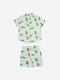 HOP Kids White Animal Design Cotton Shirt and Shorts Set