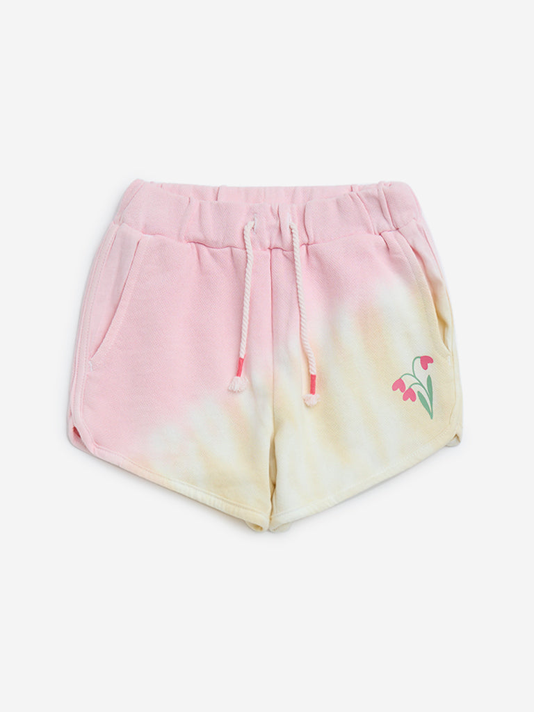 HOP Kids Multicolour Tie-Dye Printed Mid-Rise Cotton Shorts
