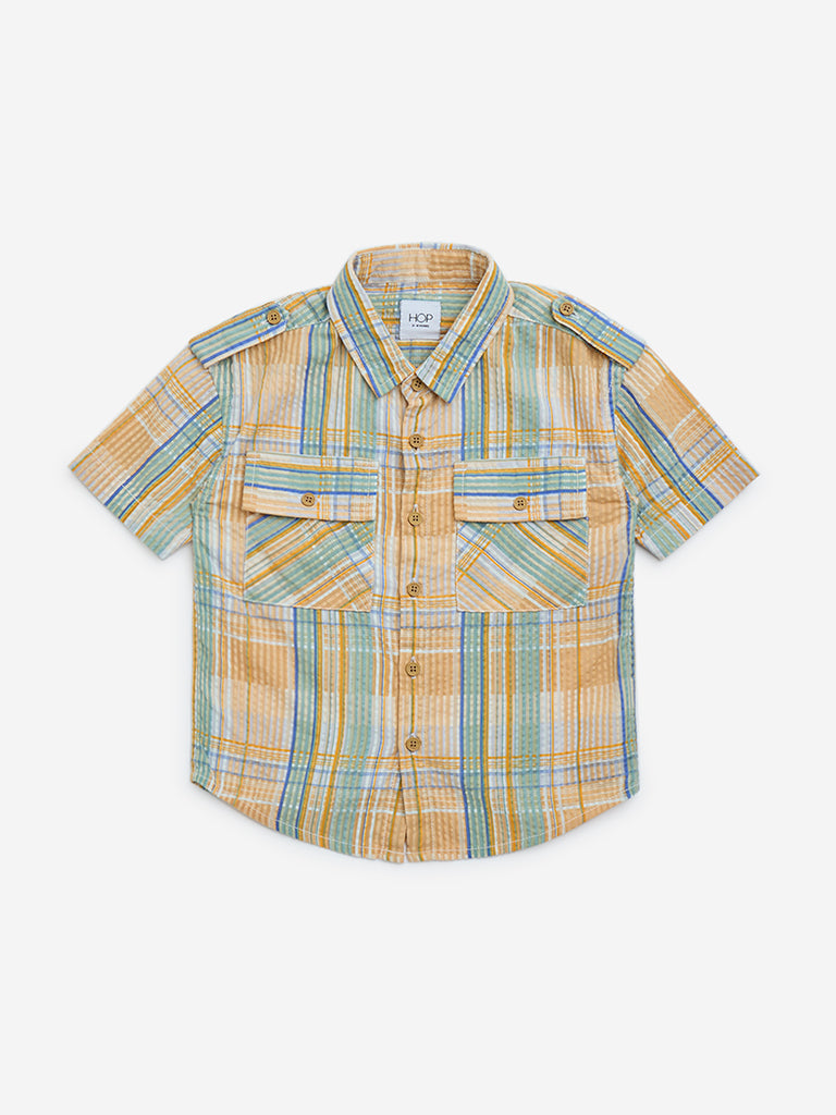 HOP Kids Multicolour Checkered Cotton Shirt