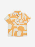 HOP Kids Orange Abstract Detailed Cotton Shirt