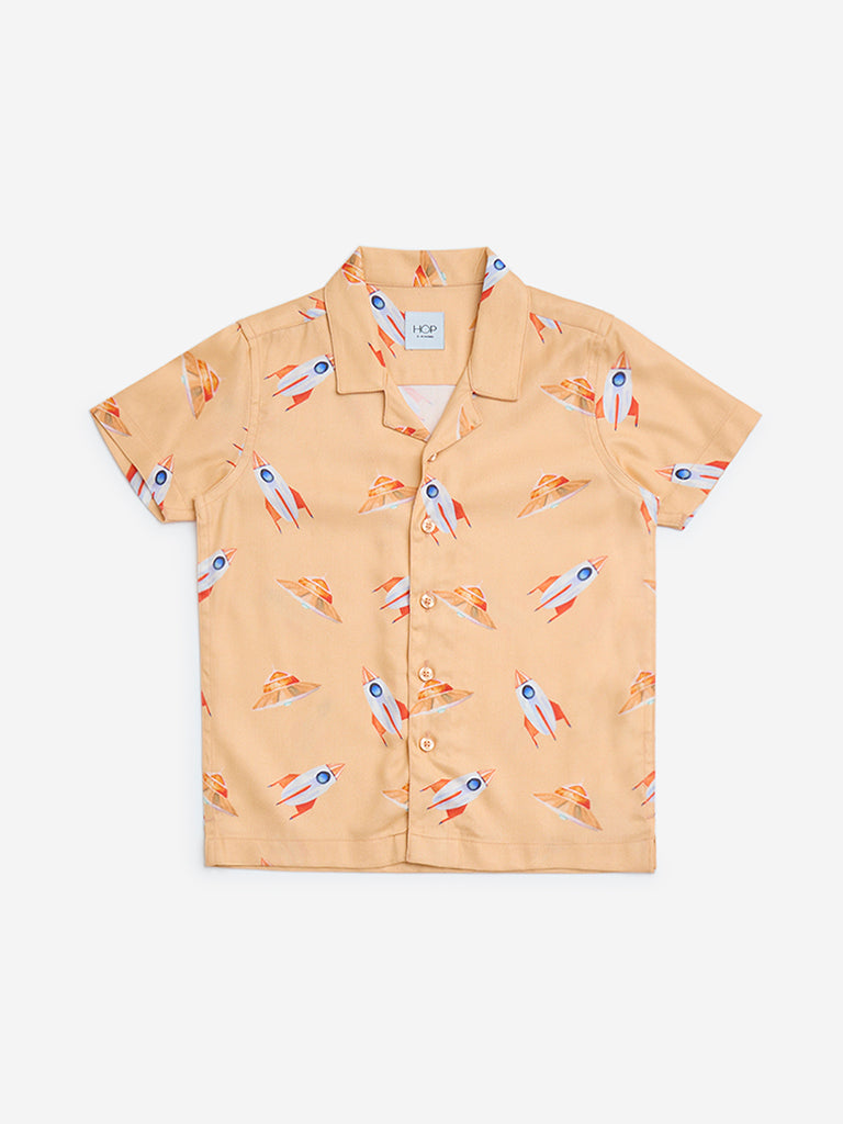 HOP Kids Orange Printed Shirt