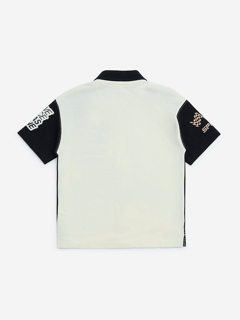 HOP Kids Black Typographic Cotton Shirt