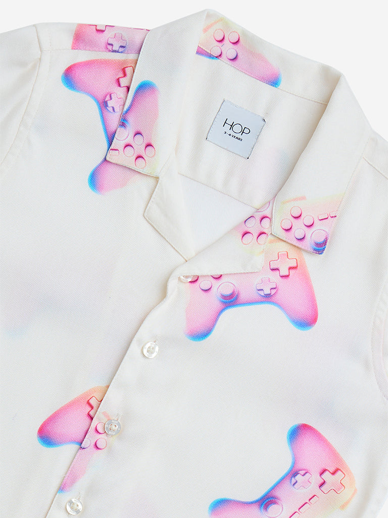 HOP Kids White Printed Shirt