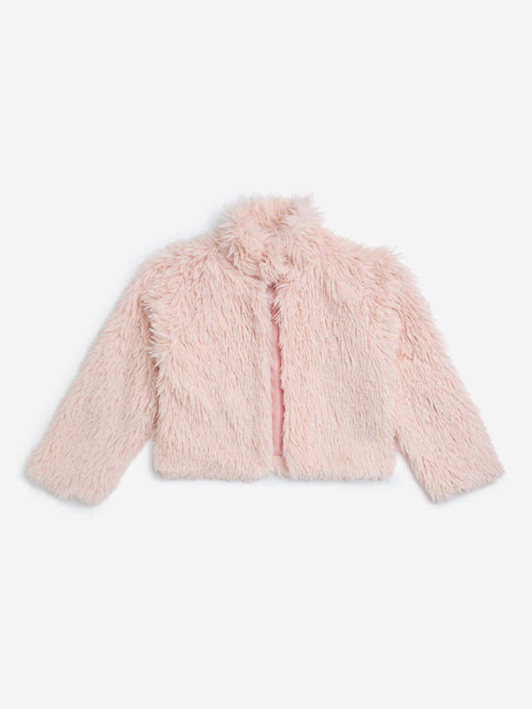 Y&F Kids Light Pink Faux Fur Jacket