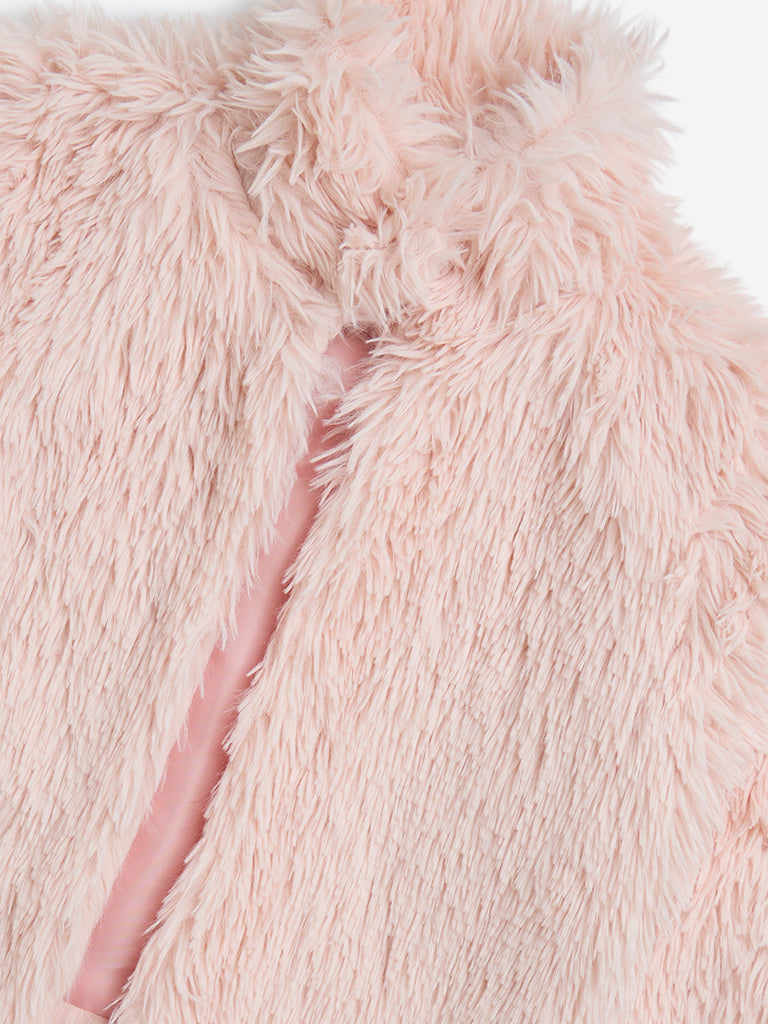 Y&F Kids Light Pink Faux Fur Jacket